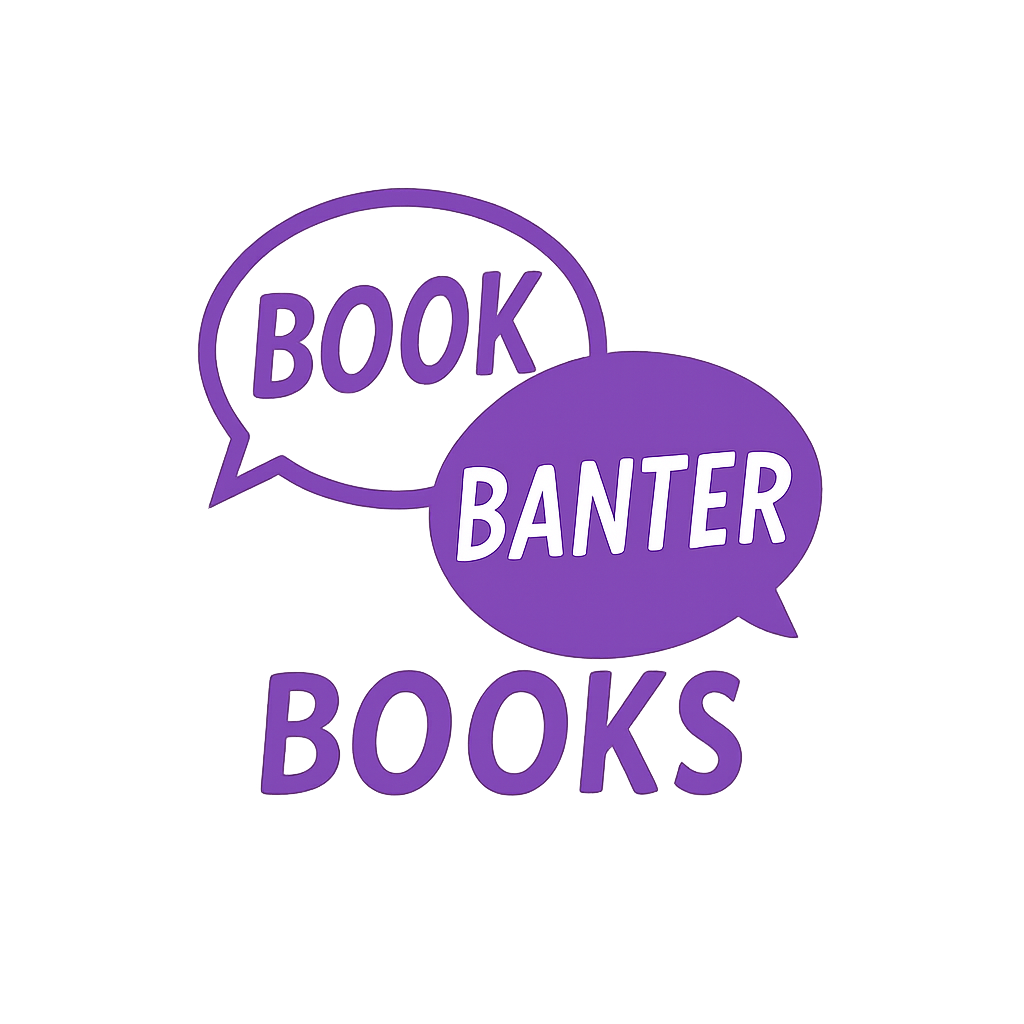 Text graphic featuring speech bubbles with the words 'BOOK BANter' and 'BOOKS' in a purple theme